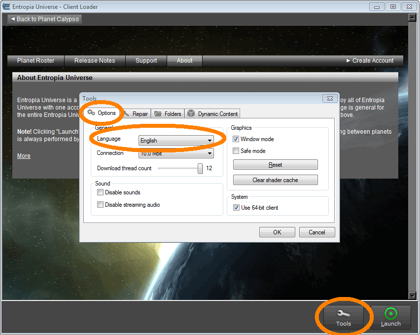 Entropia Universe language settings.png